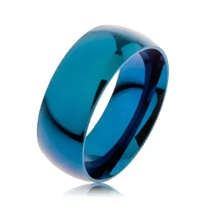 Prsten izrađen od 316L čelika, plava boja, anodiziran titanijem, 8 mm - Veličina: 59