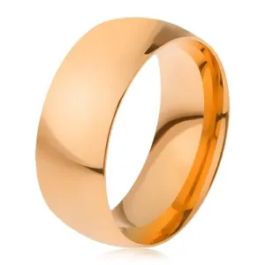 Prsten izrađen od 316L čelika zlatne boje, sjajna glatka površina, 8 mm - Veličina: 60