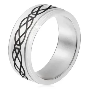 Prsten izrađen od čelika 316L, sjajni crni ukras u obliku suza i romba - Veličina: 59