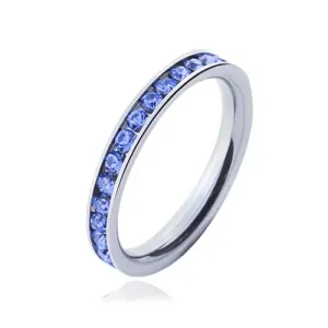 Prsten izrađen od kirurškog čelika - svijetlo plavi kamenčići - Veličina: 50