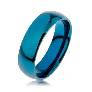 Prsten izrađen od nehrđajućeg čelika plave boje, titanijem anodizirana površina, 6 mm - Veličina: 64