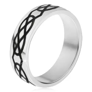 Prsten od 315L čelika, deblje crne konture suza i dijamanata - Veličina: 61