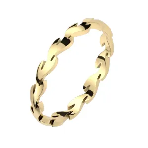 Prsten od čelika 316L zlatne boje - grana s lovorovim lišćem - Veličina: 59