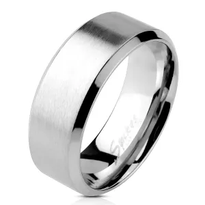 Prsten od čelika – mat površine sa sjajnim rubovima, 6 mm - Veličina: 59