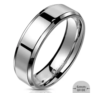 Prsten od čelika u srebrnoj nijansi – glatka završna obrada visokog sjaja - Veličina: 49
