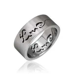 Prsten od kirurškog čelika s izrezanim natpisom LOVE - Veličina: 50