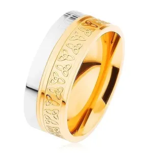Prsten od kirurškog čelika, srebrna i zlatna boja, keltski čvorovi - Veličina: 54