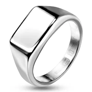 Prsten od nehrđajućeg čelika 316L - pravokutnik, glatke površine, srebrne boje - Veličina: 59