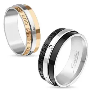 Prsten od nehrđajućeg čelika bakrene i srebrne boje, cirkon, natpis, 6 mm - Veličina: 49
