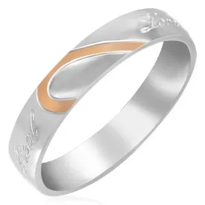 Prsten od nehrđajućeg čelika - dizajn pola srca, zrcalni sjaj - Veličina: 47