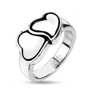 Prsten od nehrđajućeg čelika - dvostruko srce - Veličina: 55