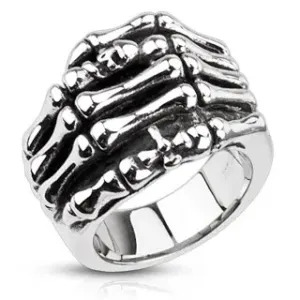 Prsten od nehrđajućeg čelika - kosturska ruka - Veličina: 62