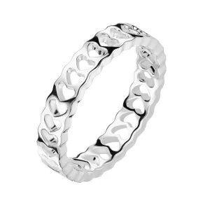 Prsten od nehrđajućeg čelika - linija izreza srca, srebrne boje - Veličina: 49