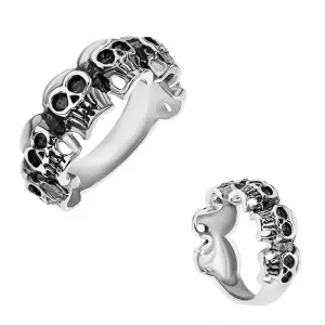 Prsten od nehrđajućeg čelika, male patinirane lubanje, srebrna boja - Veličina: 62