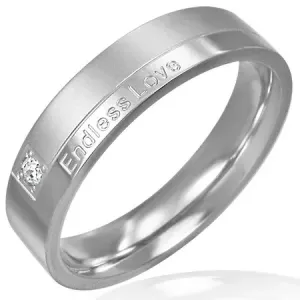 Prsten od nehrđajućeg čelika - moderni dizajn, romantični natpis - Veličina: 51