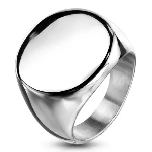 Prsten od nehrđajućeg čelika, ravni sjajni krug, srebrne boje - Veličina: 49