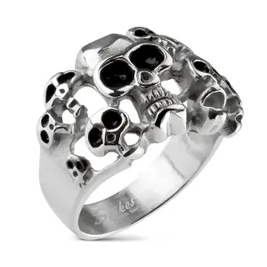 Prsten od nehrđajućeg čelika s 10 lubanja - Veličina: 61