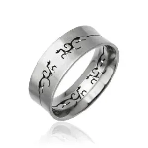 Prsten od nehrđajućeg čelika s izrezanim TRIBAL uzorkom - Veličina: 65