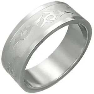Prsten od nehrđajućeg čelika s tribal ukrasom - Veličina: 65