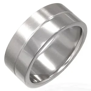 Prsten od nehrđajućeg čelika - s ugraviranom linijom - Veličina: 57