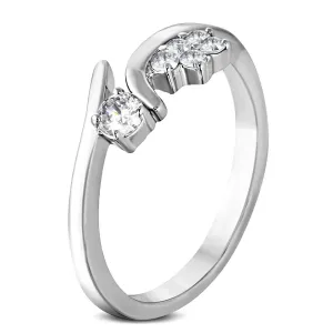Prsten od nehrđajućeg čelika sa cvijetom i prozirnim cirkonom - Veličina: 49