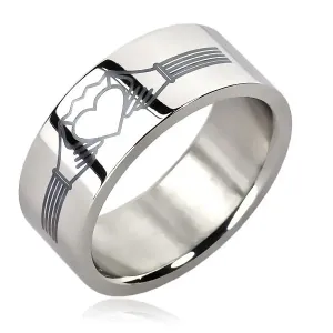Prsten od nehrđajućeg čelika - srce s krunom - Claddagh dizajn prstena - Veličina: 59
