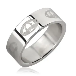 Prsten od nehrđajućeg čelika - srce u ovalu - Veličina: 51