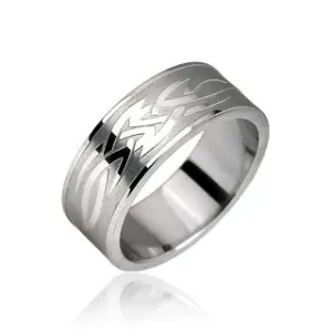 Prsten od nehrđajućeg čelika - Tribal motiv - Veličina: 70