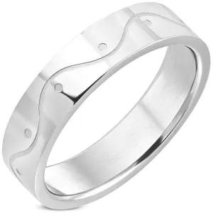 Prsten od nehrđajućeg čelika - valovita linija - Veličina: 54