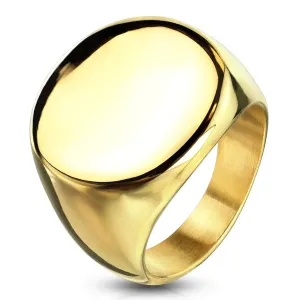 Prsten od nehrđajućeg čelika zlatne boje sa krugom, sjajan - Veličina: 48