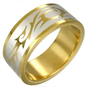 Prsten zlatne boje TRIBAL SIMBOL  - Veličina: 54