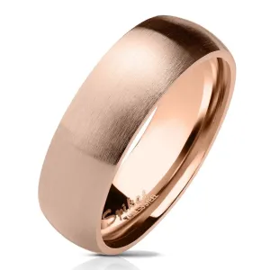 Vjenčani prsten od nehrđajućeg čelika bakrene boje, mat zaobljena površina, 6 mm - Veličina: 49
