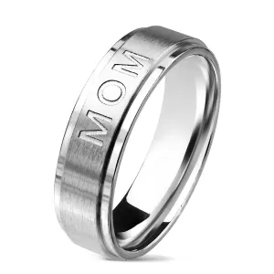 Vjenčani prsten od nehrđajućeg čelika s natpisom MOM, srebrna boja, 6 mm - Veličina: 49