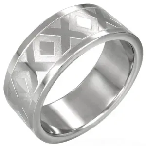 Vjenčani prsten od nehrđajućeg čelika sa X uzorkom, 8 mm - Veličina: 57