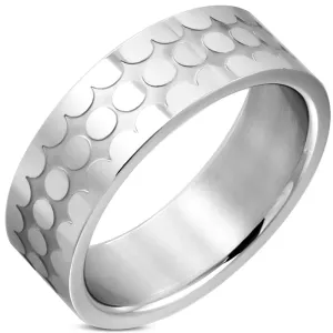 Vjenčani prsten od nehrđajućeg čelika - sjajni krugovi, mat rez, 8 mm - Veličina: 54
