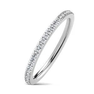 Vjenčani prsten od nehrđajućeg čelika, srebrna boja, prozirni svjetlucavi cirkoni, 2 mm - Veličina: 52