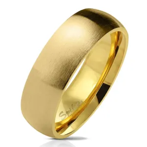 Vjenčani prsten od nehrđajućeg čelika zlatne boje, mat zaobljena površina, 6 mm - Veličina: 49