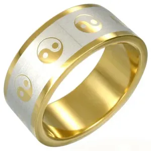 Yin-Yang pozlaćeni prsten - Veličina: 67
