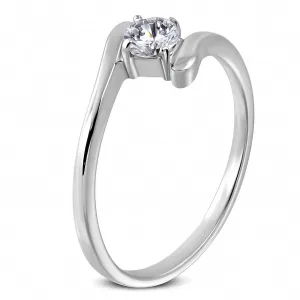 Zaručnički prsten - okrugli cirkon kojeg drže krajevi prstena - Veličina: 49