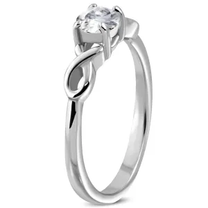 Zaručnički prsten s cirkonom i zakrivljenom čeličnom vrpcom - Veličina: 55