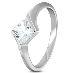 Zaručnički prsten s romboidnim cirkonom prozirne boje - Veličina: 52