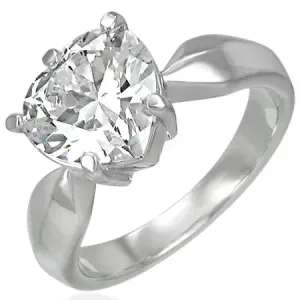 Zaručnički prsten s velikim prozirnim cirkonom u obliku srca - Veličina: 50