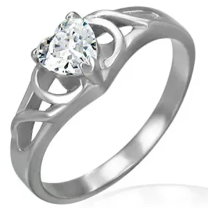 Zaručnički prsten sa čvorom te cirkonom u obliku srca - Veličina: 48