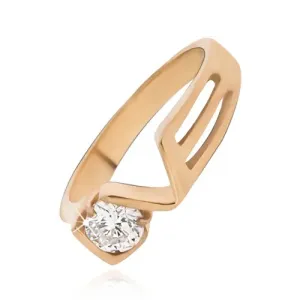 Zlatni prsten od čelika sa prozirnim cirkonom, LOVE - Veličina: 49