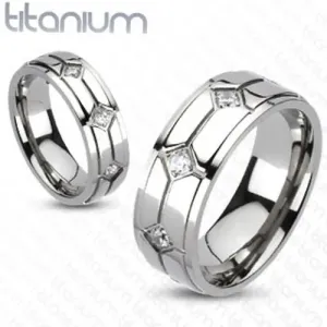 Prsten od titana - cirkoni u obliku dijamantnog graviranja - Veličina: 70