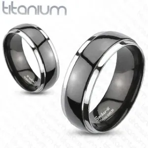 Prsten od titana - crna i srebrna kombinacija boja - Veličina: 59