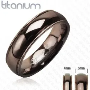 Prsten od titana s nazubljenim rubovima u boji kave - Veličina: 65