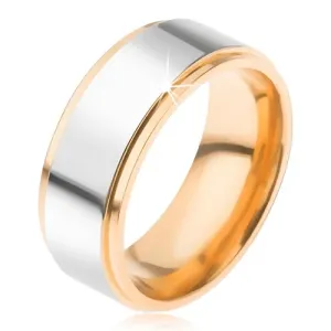 Prsten od titana, sjajna srebrna pruga, spuštani rubovi - Veličina: 59
