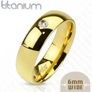 Prsten od titana zlatne boje s cirkonom, 6 mm - Veličina: 52