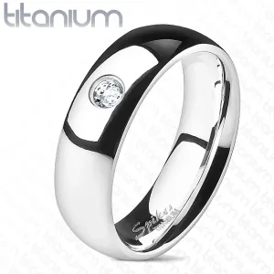 Vjenčani prsten od titana s cirkonom - glatki, 4 mm - Veličina: 57